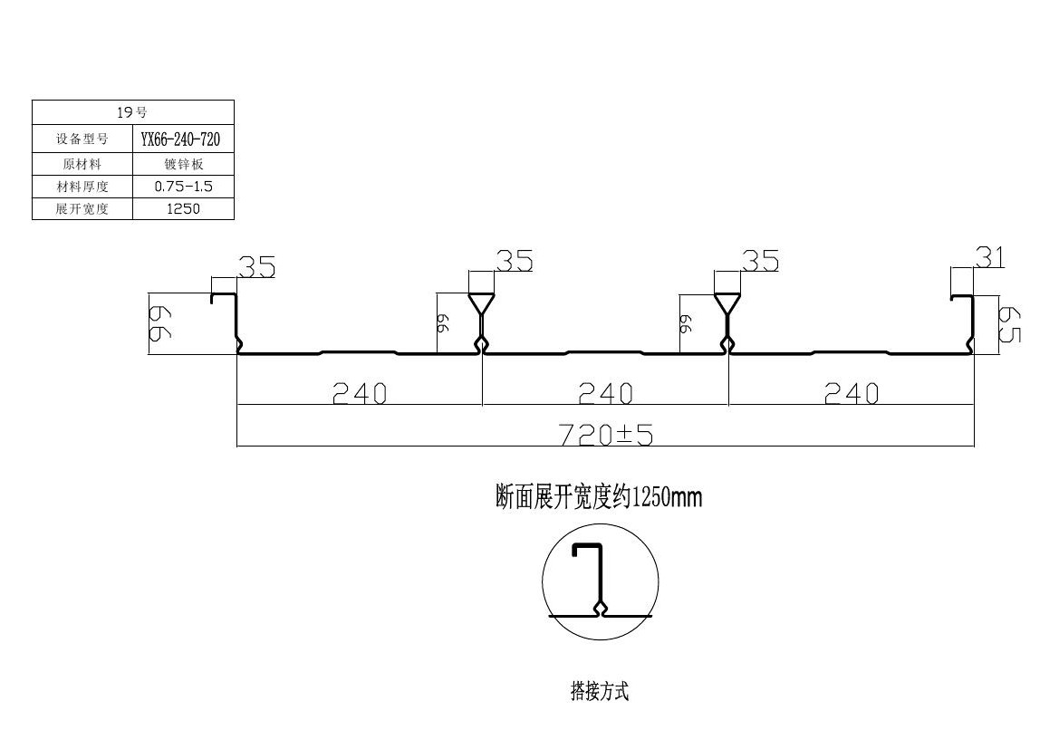 YX66-240-720闭口楼承板